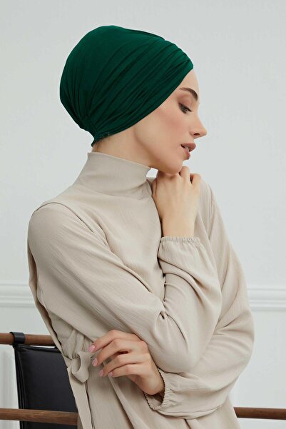 Aisha's Design Πλισέ χτενισμένο βαμβακερό καπέλο, B-13, Πράσινο