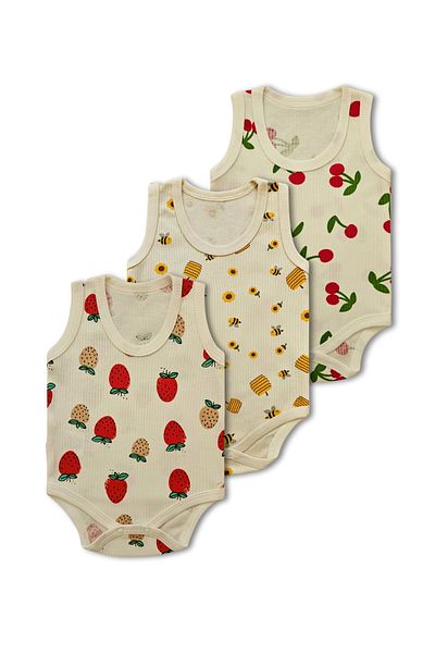 GizaKids 100% Cotton Bodysuit Set of 3 Girls Boys Baby Kids