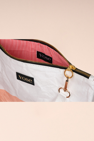 Vose Eco-Friendly and Durable Clutch Bag - White & Salmon