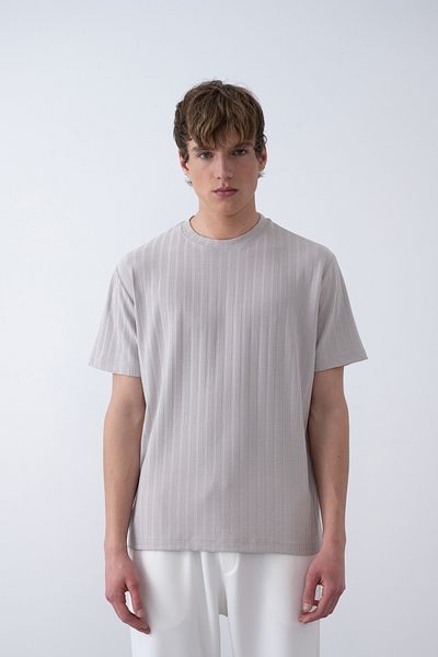 İLKCET MODA Ανδρικό μπλουζάκι Oversize με λεπτές όρθιες ρίγες