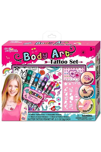 Tower Toys Tattoo Kit New Tattoo Kit with Colorful Glitter and Fun Patterns