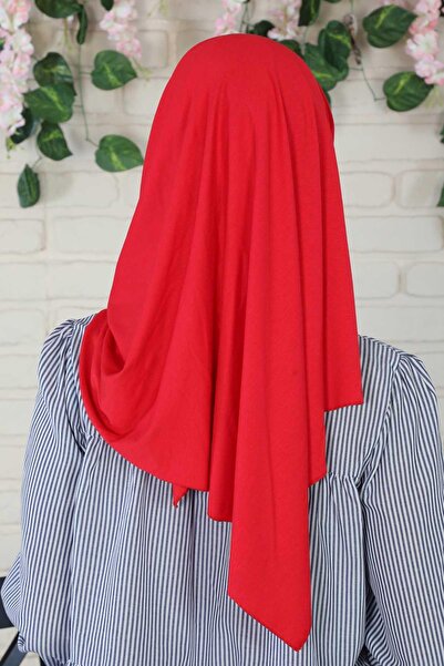 Aisha's Design Front Crossed Stitching Gathered Practical Combed Cotton Shawl, Cps-45, Cps-45, Red