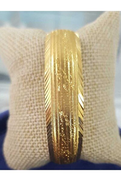 vogutima jewelery&silver by timuçin mavili Kadın Altın Kaplama Bilezik - 15mm Simli Şarnel 24 Ayar Kaplama • Düğün • Nişan • Söz Takı Bileziği