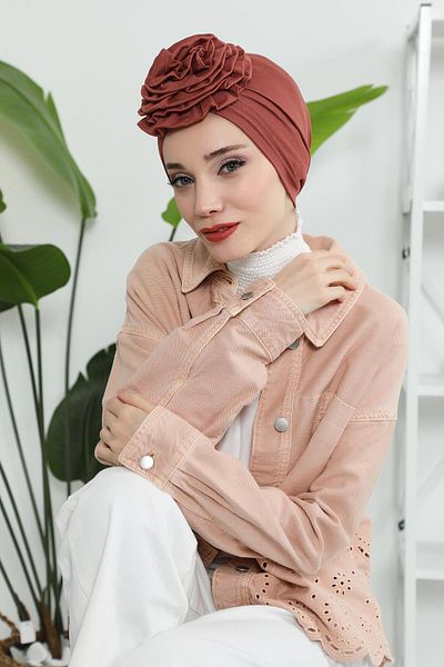 Aisha's Design غطاء رأس من القطن الممشط باللون الوردي - موديل B-21