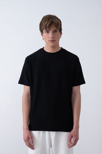 İLKCET MODA Ανδρικό μπλουζάκι Oversize με λεπτές όρθιες ρίγες