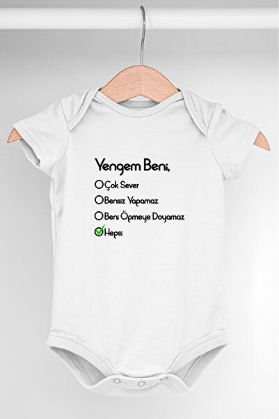 Bebek Body Yengem Beni Çok Seviyor %100 Pmauk Nefes Alabilen Kumaş