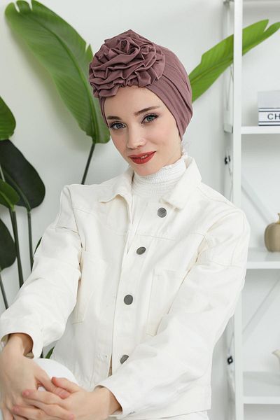 Aisha's Design غطاء رأس من القطن الممشط باللون الوردي - موديل B-21