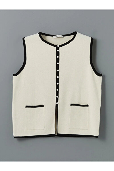 LC Waikiki Lcwaikiki Classic Ecru Women's Knitwear Vest - Crew Neck t t