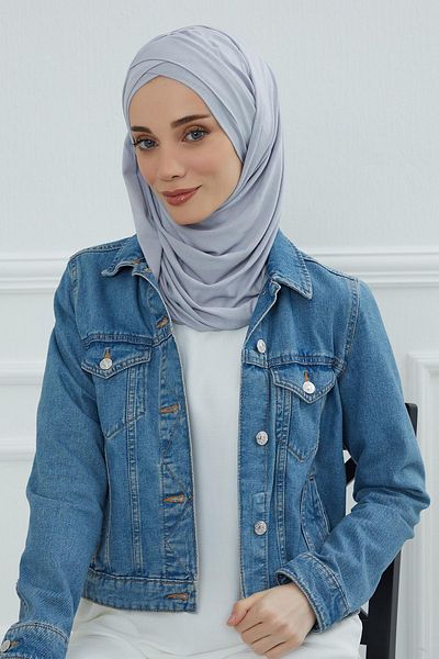 Aisha's Design شال قطني ممشط عملي - زخرفة أمامية متقاطعة ورباط، cps-45، cps-45