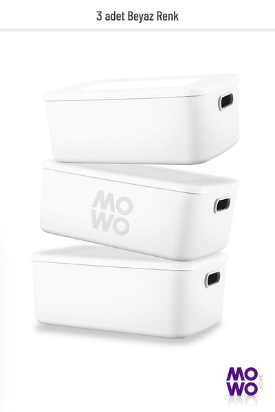 Mowo Home 9.5 Lt Retro Box - White, Multi-Purpose, Box with Lid, Storage Box, Organizer