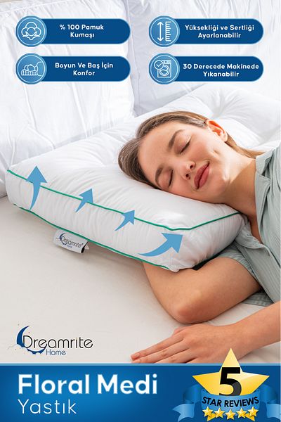 Dreamrite Home Pernă medicală florală dură și cu gât înalt
