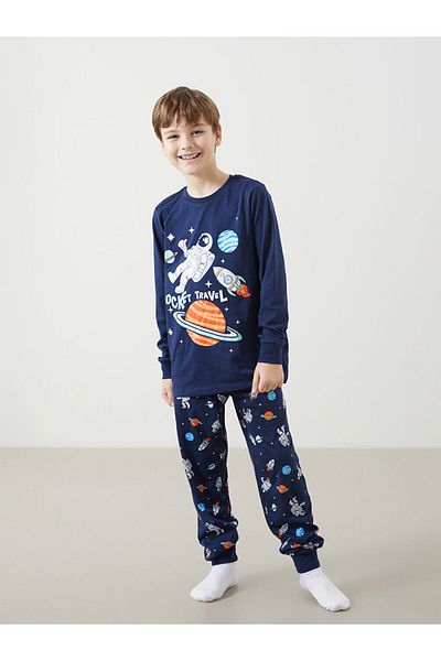LC Waikiki Crew Neck Male Child Pajamas Set S50056Z4Nvy