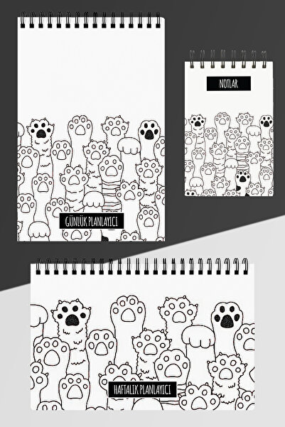 Anime Marketi 3-Piece Cat Paws Themed Planning Set - 3 Different Products - Daily Planner Weekly Planner