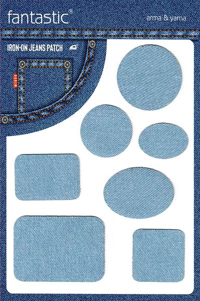 ATMACA TUHAFİYE Patch pentru blugi cu emblema pentru blugi, denim, reparații și forme decorative pentru blugi (albastru gheață)
