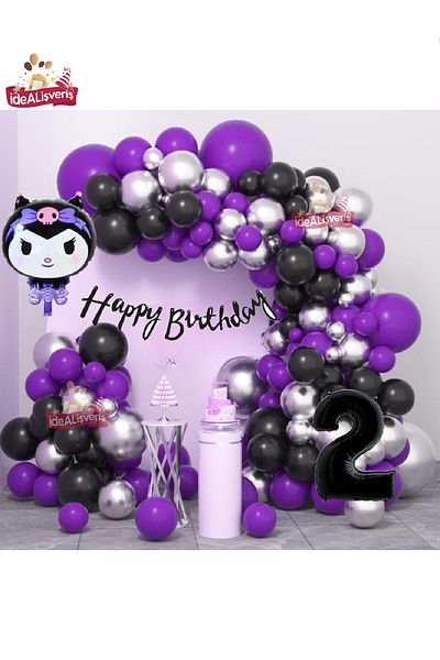 Laviyosa Kuromi Themed Age Foiled Balloon Set - Birthday Party Ornament
