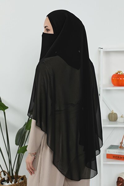 Aisha's Design Veiled Chiffon Shawl,Pc-1,Black