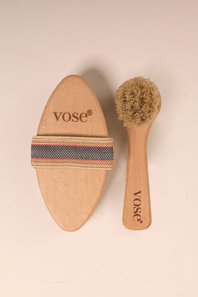 Vose Set of 2 Natural Horsehair Cellulite (Magnolia) + Face Brush