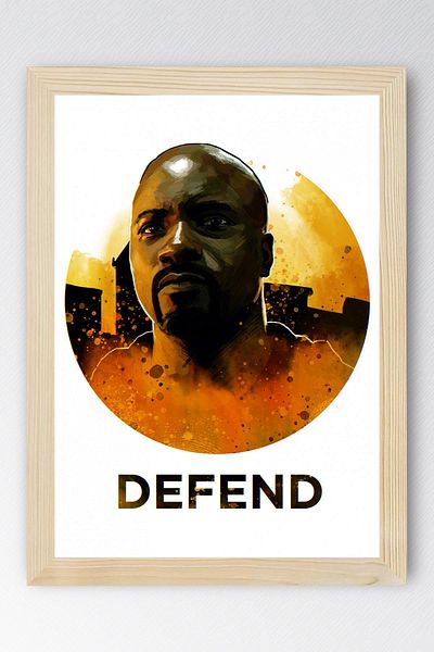Saturn Luke Cage Framed Painting - Defenders Marvel Tv Poster Painting