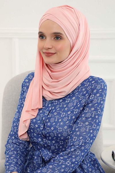 Aisha's Design شال قطني ممشط عملي - زخرفة أمامية متقاطعة ورباط، cps-45، cps-45
