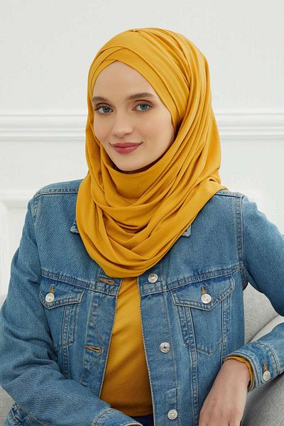Aisha's Design شال قطني ممشط عملي - زخرفة أمامية متقاطعة ورباط، cps-45، cps-45