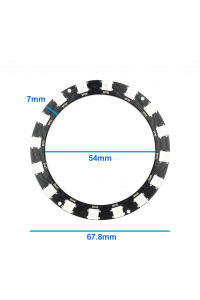 Genel Markalar 16 Bit NeoPixel Halka Ring WS2812B 5050 Rgb Led Modül 16’lı Dijital Adreslenebilir Lamba Programlan