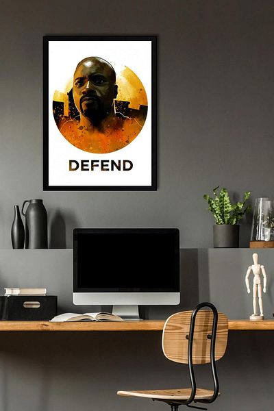 Saturn Pictură înrămate Luke Cage - Poster de desene animate Defenders Marvel