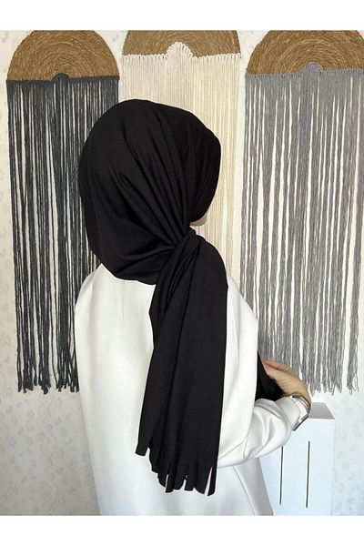 OykumBone Black Pleated Ready-Made Shawl