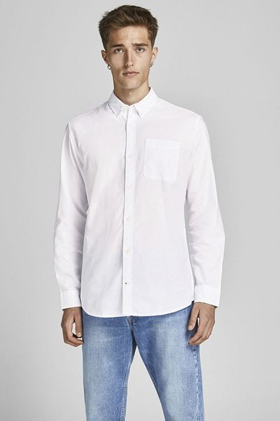 Jack & Jones Herren Weißes Hemd Jjeoxford Shirt L/s S21 Noos