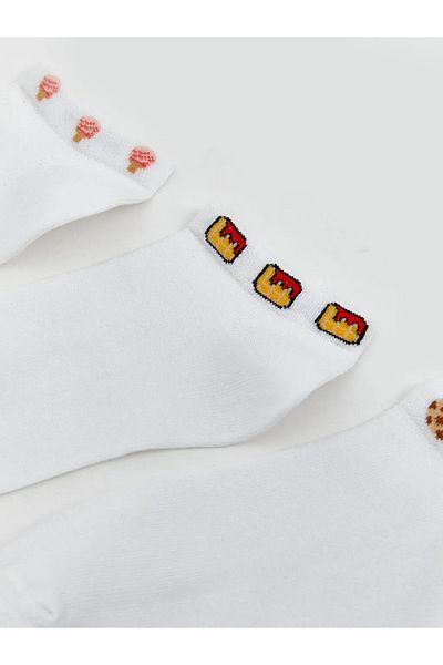 LC Waikiki Lcw Dream White Printed Women's Booties Socks 5 Pack