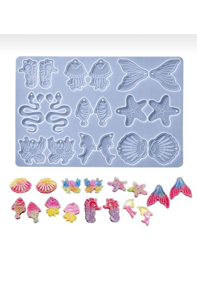 Şenhomee Epoksi reçine silikon Deniz canlıları balık deniz atı yılan küpe kol...