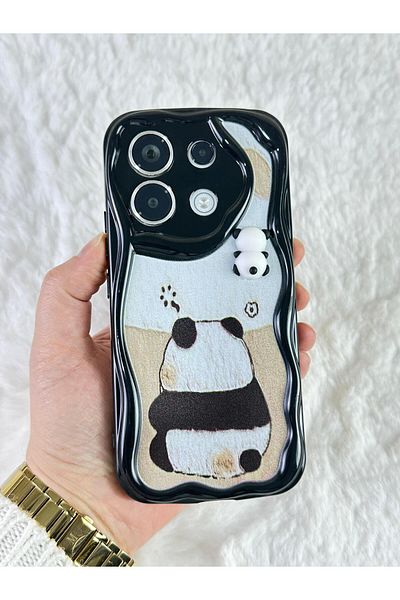 Vip Case Redmi Note 13 Pro 5G - حافظة باندا بتصميم لامع لطيف ثلاثي الأبعاد مع نمط الدب الباندا اللطيف