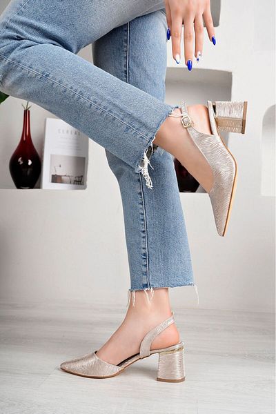 LZ SHOES Gold Colorful Stiletto - Comfort Vegan Leather, Casual and Special Occasion Accessories High Heels