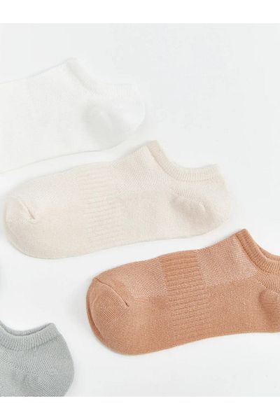 LC Waikiki Lcw Dream Ecru Women's Plain Booties Socks 5 Pack
