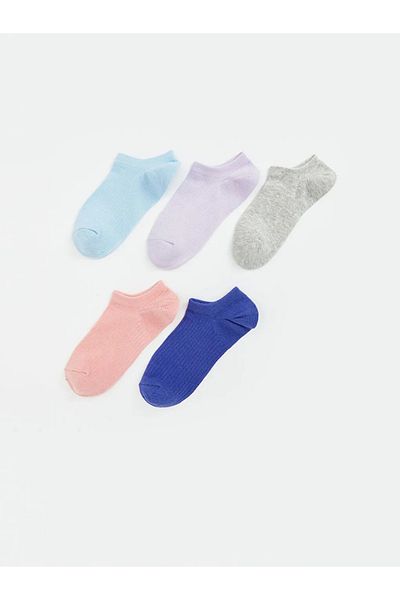 LC Waikiki Lcw Dream Blue Women's Plain Booties Socks 5 Pack