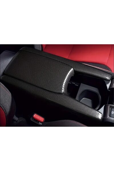 STİLİX GARAGE For Honda Civic Fc5 Fk7 2016-2021 Armrest Console Carbon Fiber Finish Set (3 Pcs)