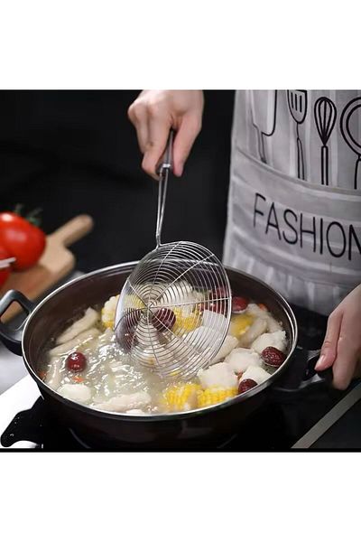 AKDAG HOME Medium Size Steel Luxury Stainless Frying Colander, Oil Strainer, Steel Wire Dipper