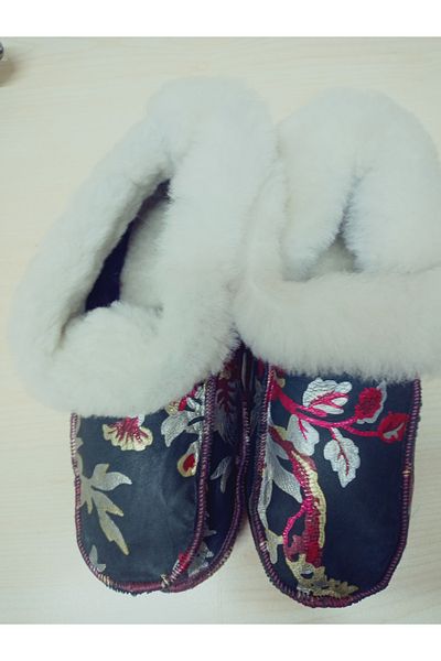 hoaryage 100% piele de miel autentică în interiorul lână piele de miel PANTOFI Papuci
