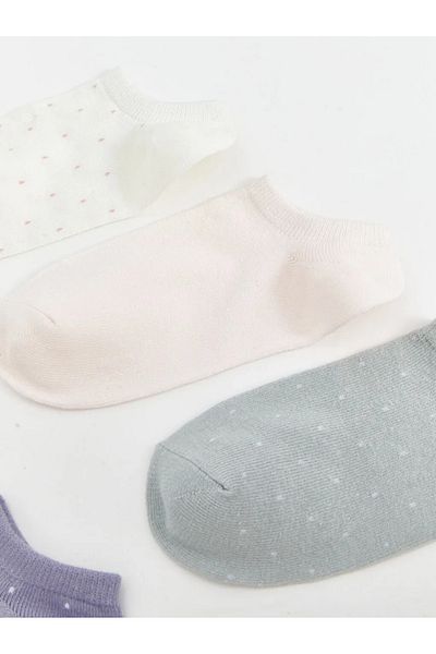 LC Waikiki Lcw Dream Ecru Polka Dot Women's Booties Socks 5 Pack