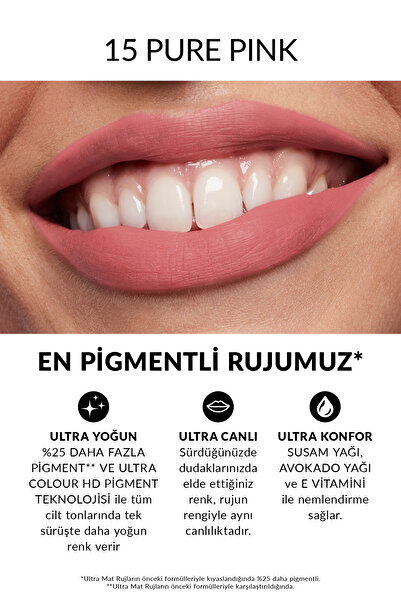 AVON Ultra Mat Marvellous Mocha, Red Supreme Ve Pure Pink Üçlü Ruj Paketi