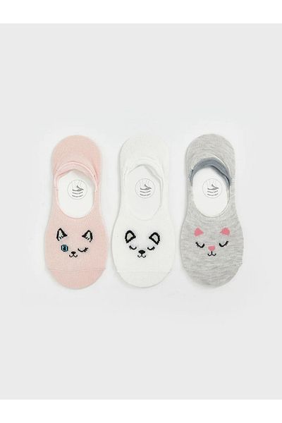 LC Waikiki Lcw Dream Pink Printed Women's Ballerina Socks 3 Pack