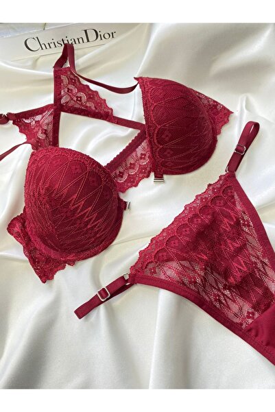 SATTENS Butterfly Detail on the Back Front Opening Clip-On Padded Bra Underwear Set