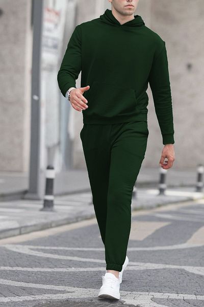 ruNadeS Men's Cotton Oversize Kangaroo Pocket Hooded Tracksuit Set - Casual