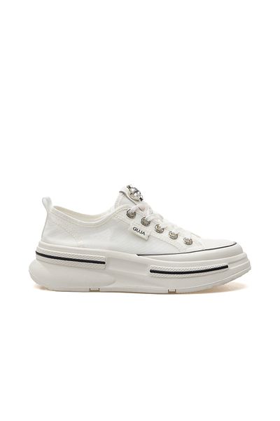 Guja Women's Sneakers with Stone Detail - Casual Shoes, Z White, 25Y389