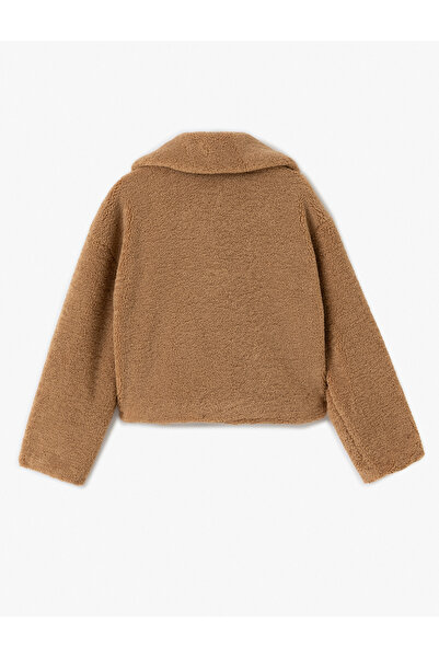 Koton Плюшено яке с класическа яка, копчета и джобове