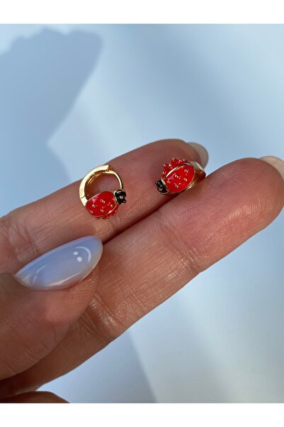 kurukafagift Ladybug Red Color Hoop Double Earrings