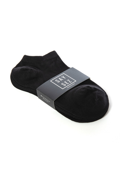 SAYSEZ Bamboo Women's Booties Plain Black Socks Seamless Premium 3 Pack