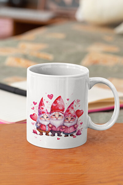 Merch&ice كوب عيد الحب مطبوع عليه قلب قزم مع بالون