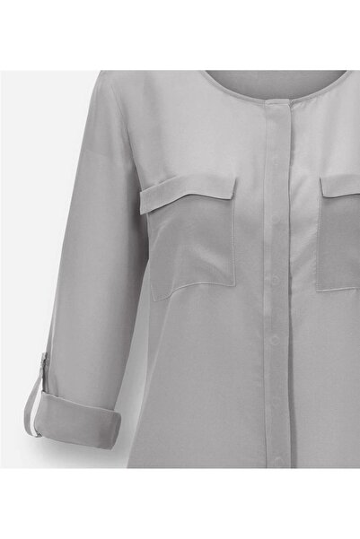 Bulalgiy BULALGİY Kadın Gri Saf İpek Gömlek - BGA320083