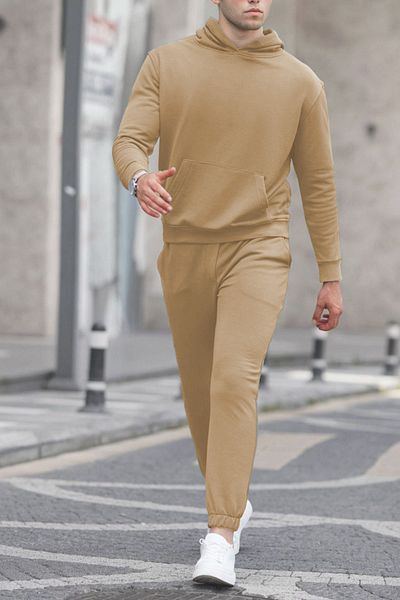 ruNadeS Men's Cotton Oversize Kangaroo Pocket Hooded Tracksuit Set - Casual