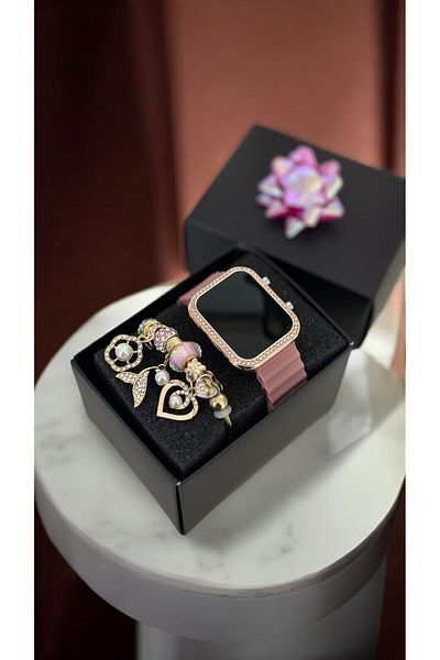 Has Women's Dusty Rose Led Watch Bracelet with Stones - Gift